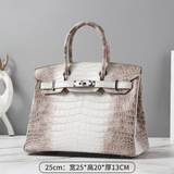 卡梵蒂（GAVADI）喜马拉雅白色铂金包纯手工进口鳄鱼皮女包包 25CM 小号