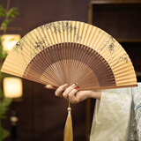 TaTanice 扇子折扇女扇6.5寸中国风古典汉服拍照道具生日礼物 竹林细雨