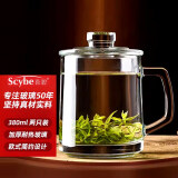 喜碧（Scybe）茶杯耐热玻璃杯办公杯玻璃茶杯带盖把手杯玻璃水杯格隆380ml 2只