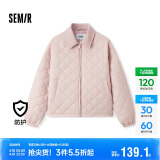 森马（Semir）棉服女灯芯绒翻领菱形格复古2024冬三防宽松轻薄棉衣109724112007