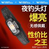 微笑鲨头戴式强光超亮头灯小型迷你夜钓鱼户外专用充电超长续航野外照明 超轻版【夜钓头灯】无感佩戴 可调节松紧带+三档调节+小巧轻便