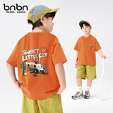 班纳班纳男童短袖t恤2025新款帅气男孩中大童夏季衣服纯棉儿童夏装 怪物1K_N卡宾焦橙 150 （尺码偏小，建议拍大一码）