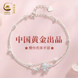 央创时尚【中国黄金授权】银手链女生日情人节纪念礼物送女朋友老婆