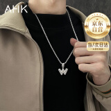 AHK26字母钛钢项链男女士百搭潮流情侣吊坠520情人节生日礼物男女友 潮流满钻项链 【W】+品牌礼盒