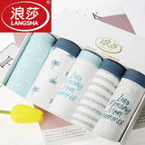 浪莎（LangSha）女士内裤女纯棉中腰青年女生三角短裤头少女可爱学生内裤校园风 5条礼盒印花F款 XL 170/95建议120-135斤