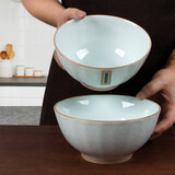 华青格陶瓷家用面碗汤碗冰裂纹工艺6英寸2只装 高温健康釉下彩