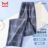 猫人男士睡裤男纯棉新款时尚格纹休闲宽松家居服深灰格3XL