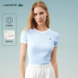 LACOSTE法国鳄鱼女装25春夏新款拼色纯棉修身舒适短袖T恤|TF2432 EB6/浅蓝色/白色拼色 M 38