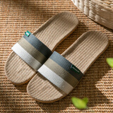 利达妮（TZLDN）亚麻拖鞋女夏季2025新款夏天室内居家用棉麻布地板男士情侣凉拖鞋