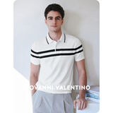 卓凡尼·华伦天奴（GIOVANNI VALENTINO）凉感夏季条纹短袖POLO衫男士针织休闲T恤透气薄款翻领体恤