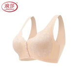 浪莎（LangSha）妈妈内衣女文胸无钢圈中老年无痕背心薄款前排扣聚拢大码胸罩 肤色 M （建议80-100斤）