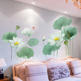 吉朵芸电视背景墙贴画客厅沙发卧室墙面装饰画墙壁画自粘防水遮丑墙贴纸 中式荷塘 超大