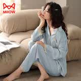 猫人情侣睡衣女春夏2025新款【纯棉100%】全棉长袖男士家居服套装