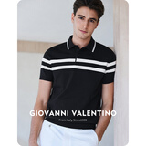 卓凡尼·华伦天奴（GIOVANNI VALENTINO）凉感夏季条纹短袖POLO衫男士针织休闲T恤透气薄款翻领体恤