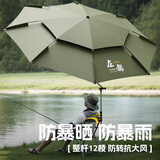 左都（ZUODU）2.6m钓鱼专用大伞台钓遮阳伞大号加固加厚抗风防暴雨可调节拐杖伞 2.6米 【森绿】升级款-可锁止地插