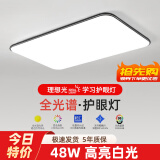 仕匠护眼客厅大灯现代简约大气新款超薄led吸顶灯家用大厅灯具卧室灯 60X40cm-高亮白光48W