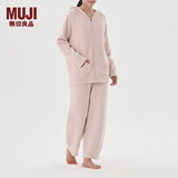 无印良品（MUJI）女式 发热毛毛纱家居连帽开衫 女士睡衣上衣单件家居服秋冬季保暖 烟熏粉色 S-M (160/84A)