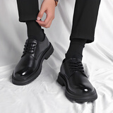 特磊锡青年男士圆头大码真皮透气软皮厚底宽头正装商务休闲英伦黑色皮鞋 黑色 【脚型宽请拍大一码】 47 (285mm) 【=运动鞋48，脚宽就按运动鞋尺码拍】