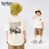 班纳班纳男童短袖t恤2025新款帅气男孩中大童夏季衣服纯棉儿童夏装 怪物1K_N卡宾象牙白 160 （尺码偏小，建议拍大一码）
