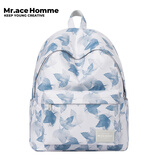 Mr.ace Homme新款双肩包学生时尚背包简约大容量书包可爱女包男女通用背包 灰蓝色升级版