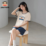 PAUL FRANK大嘴猴睡衣女夏天短袖短裤套装薄女士圆领家居服可外穿夏季居家服