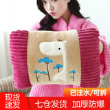 江湖萌主 暖手宝热水袋充电防暴注水充电 暖水袋充电 暖宝宝插手可爱卡通 布套+内胆--长颈鹿