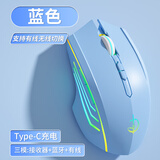 剑圣一族无线蓝牙鼠标游戏鼠标电竞鼠标电量显示无线RGB/2.4G/蓝牙三模连接竞技FPS吃鸡宏cf送男友礼物M800 究极版7键-三模-2400DPI-RGB灯-经典蓝