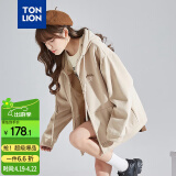 唐狮（TonLion）2025针织外套女休闲卫衣开衫连帽上衣 加绒款/浅卡其 S