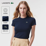 LACOSTE法国鳄鱼女装纯色简约休闲直筒修身圆领短袖T恤|TF7218 166/藏青色 M 38 /165