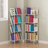 SOFS移动书架带轮落地宝宝儿童绘本架简易铁艺小型矮书柜学生床头书架 【升级钢板】移动窄款4层_有轮子