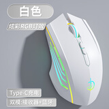 剑圣一族无线蓝牙鼠标游戏鼠标电竞鼠标电量显示无线RGB/2.4G/蓝牙三模连接竞技FPS吃鸡宏cf送男友礼物M800 旗舰版7键-双模-2400DPI-RGB灯-经典白