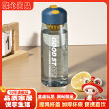 聚心尚品 简约运动水杯女夏季便携大容量健身杯子男学生塑料杯带茶漏 湖光蓝 480ml