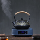 束氏生铁壶烧水壶煮水壶生铁壶日式茶具铸铁壶-樱雪缤纷电陶炉套组