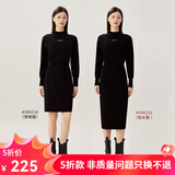 哥弟真的好（GIRDEAR）女装字母羊毛羊绒针织收腰连衣裙A500216 A500231 黑-常规 L (4)