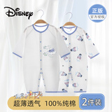 迪士尼婴儿衣服新生儿夏季薄款连体衣纯棉爬爬服满月宝宝百天包屁睡衣