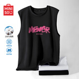 名创优品（MINISO）背心男健身运动坎肩夏季薄款马甲纯棉透气体恤衫潮男装无袖上衣服 黑色(放松心情) XL 180(体重140-160斤左右)