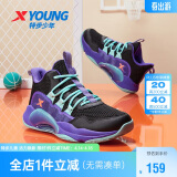 特步（XTEP）儿童童鞋男女童缓震耐磨实战篮球鞋 黑/紫外光 34码