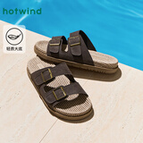 热风夏季新款男士时尚拖鞋H62M25639 02棕色 39