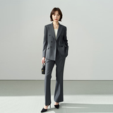 伯德小姐西装外套女士职场高级感面试正装小个子职业西服套装 TZ03 高级灰西装+微喇西裤 【春秋款】 M -适合94-104斤可穿
