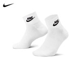 耐克NIKE男女袜子 吸汗透气运动袜 短袜三双装DX5074-101白 L