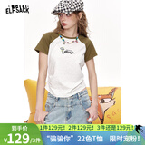 妖精的口袋【骗骗你】治愈萌宠22色短袖t恤女2025年夏季彩色多巴胺宽松上衣 弹簧小狗米白色 M