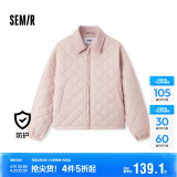 森马（Semir）棉服女灯芯绒翻领菱形格复古2024冬三防宽松轻薄棉衣109724112007