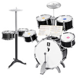 俏娃宝贝儿童架子鼓初学者3家用练习打击乐器2男孩敲打鼓56小孩生日礼物8 2-8岁入门学练黑：大号7鼓架子鼓