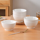 洁雅杰陶瓷碗家用米饭碗釉下彩5.5英寸饭碗小碗面碗餐具套装6只装纯白