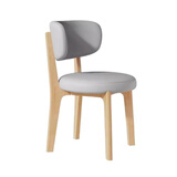 致喜北欧实木餐椅家用简约餐桌椅奶油风靠背座椅软包椅子久坐舒服餐椅 原木色实木框架-浅灰色猫爪皮