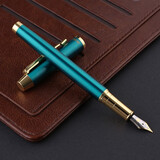 英雄（HERO）钢笔礼盒男女士签字笔礼品商务书法练字三年级中小学生定制刻字笔生日礼物E609 7006绿色0.5mm【简装】 F明尖0.5mm