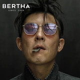 贝尔莎陈冠希同款墨镜2025新款痞帅复古男士太阳眼镜防紫外线大脸高级感 金框摇滚红【陈冠希同款】