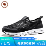 骆驼牌网鞋透气套脚休闲慢跑舒适厚底网面男鞋W012303560黑色43 