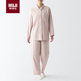 无印良品（MUJI）[自营限定款]无侧缝 双层纱织睡衣 浅粉红色格纹  XL 
