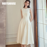 ROEYSHOUSE罗衣法式收腰无袖连衣裙2025夏季气质经典大摆礼服09928 米杏  L 